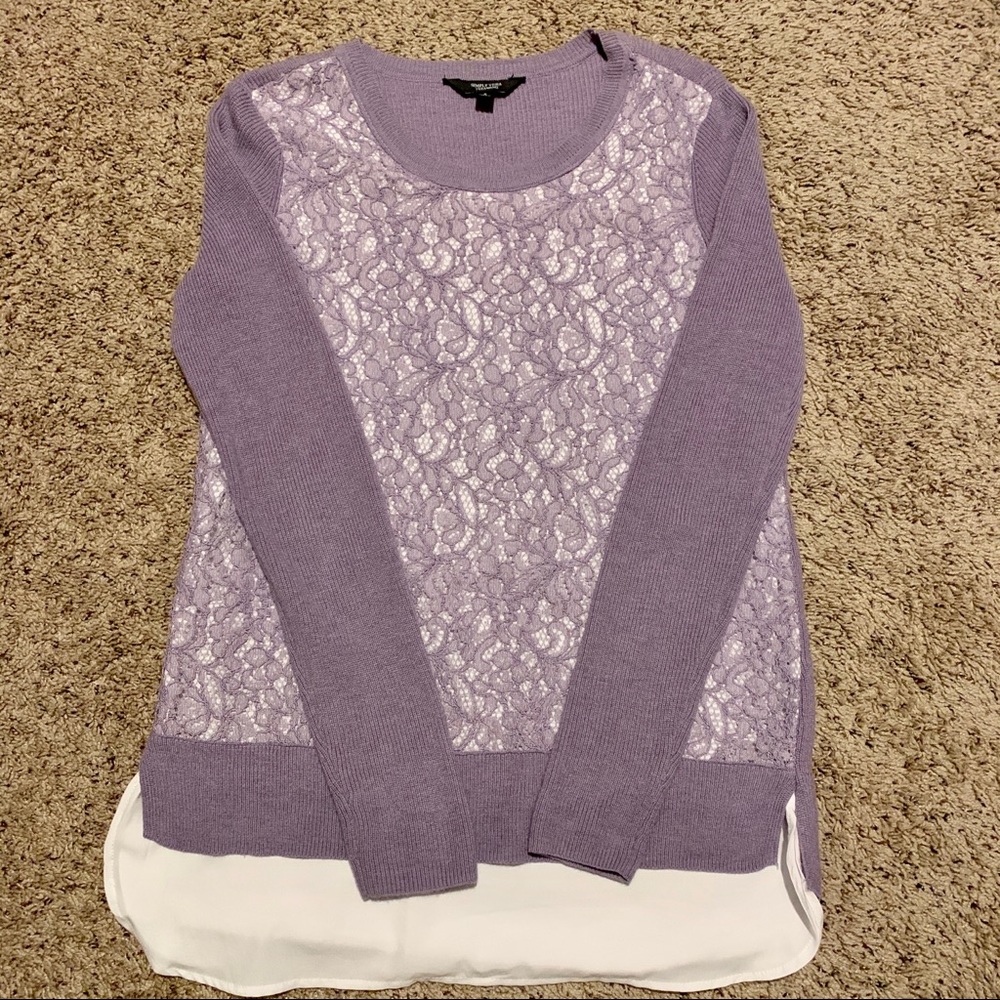 Purple lace detail sweater